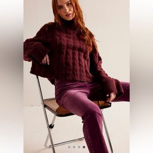 Care FP Soul Searcher Mock Neck Sweater Wine Heather Size Large